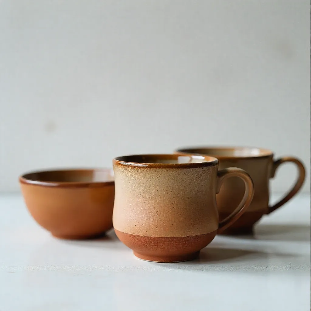 Set of matching pottery pieces arranged together