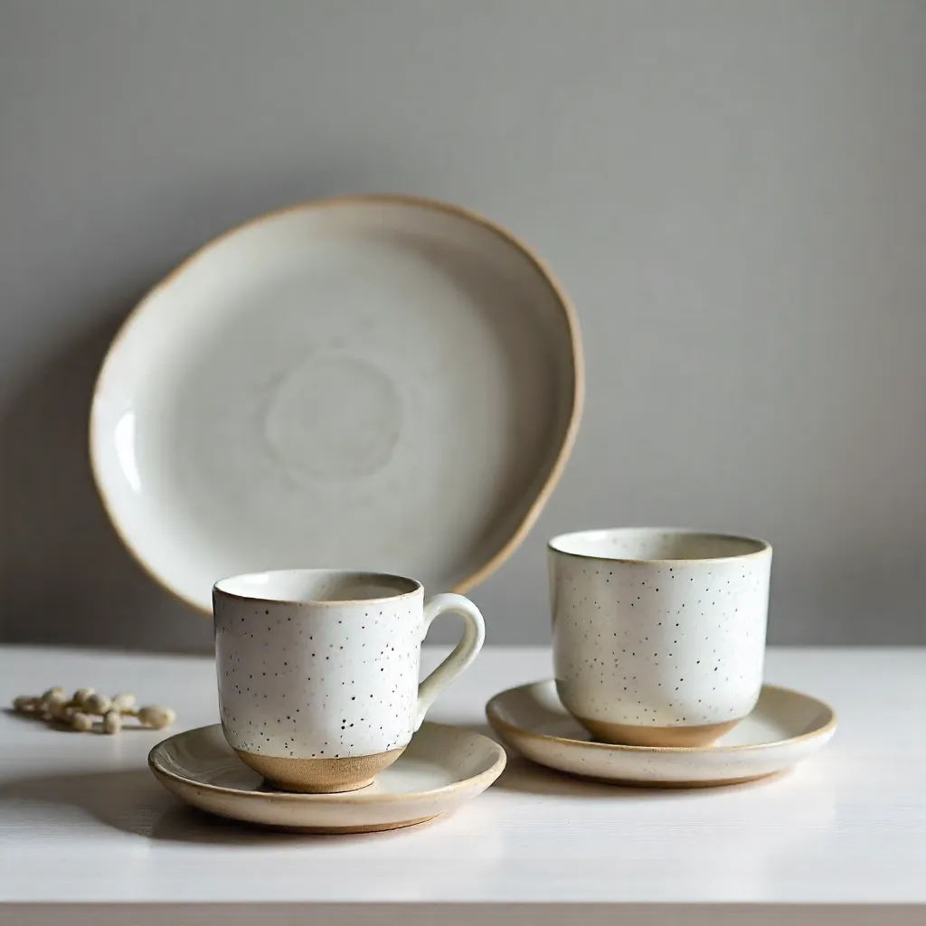 Stoneware mug with textured surface